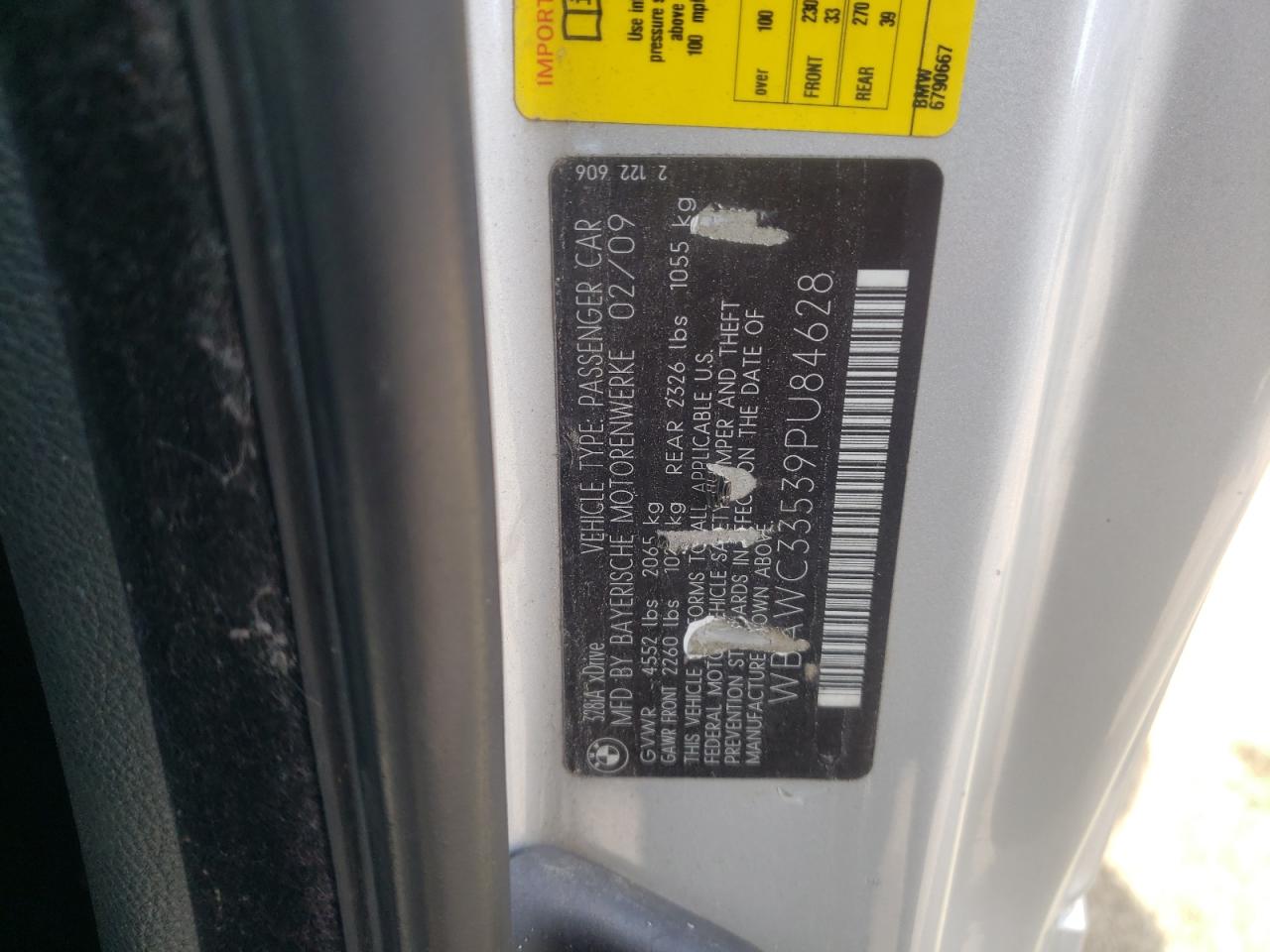 Photo 10 from auction – 2009 BMW 328 XI with VIN WBAWC33539PU84628