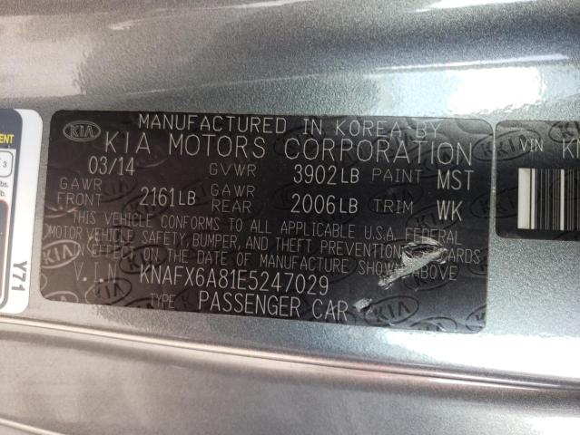 Photo 10 from auction – 2014 KIA FORTE EX with VIN KNAFX6A81E5247029