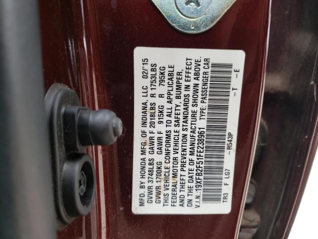 Photo 1 from auction – 2015 HONDA CIVIC LX with VIN 19XFB2F51FE238961