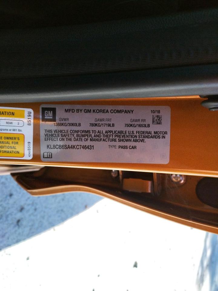 Photo 10 from auction – 2019 CHEVROLET SPARK LS with VIN KL8CB6SA4KC746431