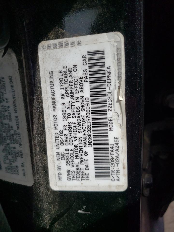 Photo 10 from auction – 2003 TOYOTA COROLLA CE with VIN 1NXBR32E13Z060919