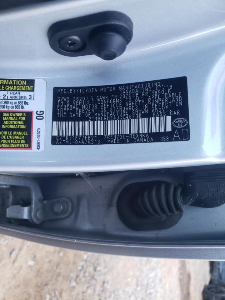 Photo 10 from auction – 2018 TOYOTA COROLLA L with VIN 2T1BURHE4JC048738