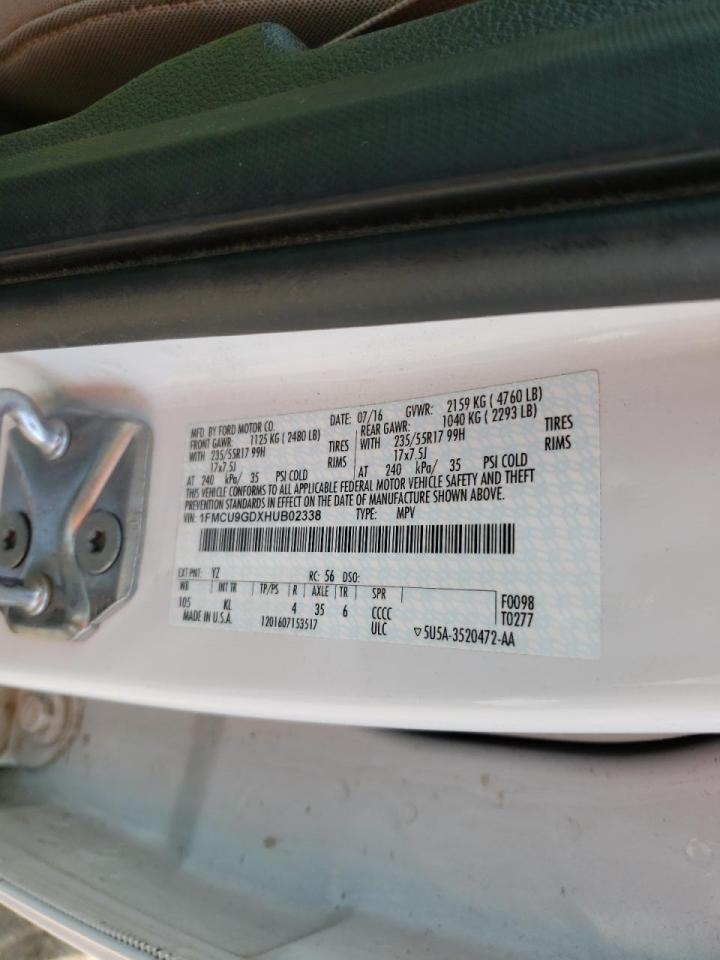 Photo 10 from auction – 2017 FORD ESCAPE SE with VIN 1FMCU9GDXHUB02338