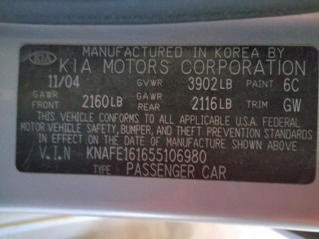 Photo 10 from auction – 2005 KIA SPECTRA5 with VIN KNAFE161655106980