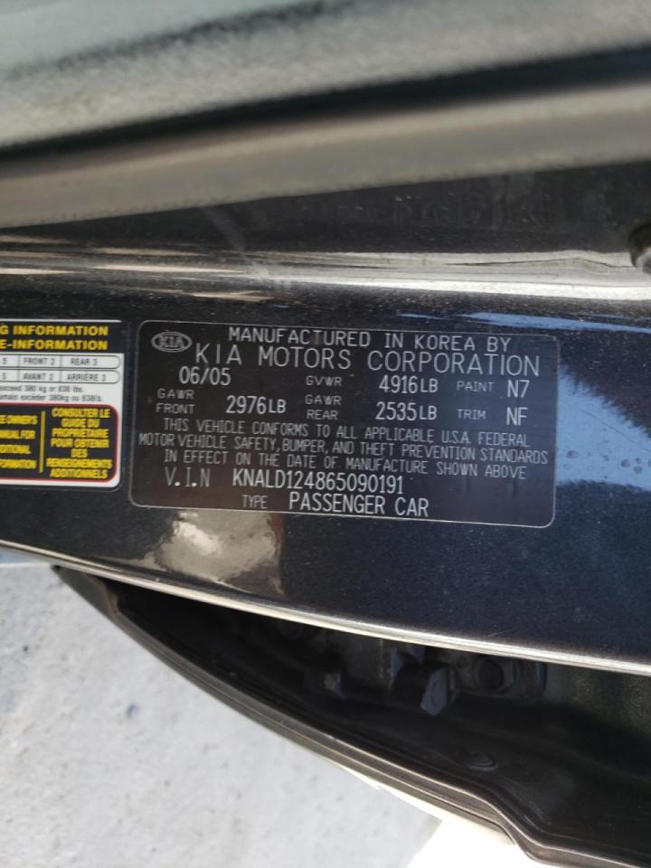 Photo 10 from auction – 2006 KIA AMANTI with VIN KNALD124865090191
