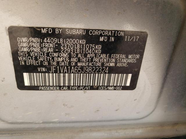 Photo 10 from auction – 2018 SUBARU WRX with VIN JF1VA1A65J9822324