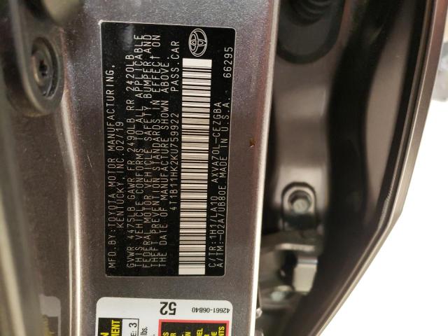Photo 10 from auction – 2019 TOYOTA CAMRY with VIN 4T1B11HK2KU759922