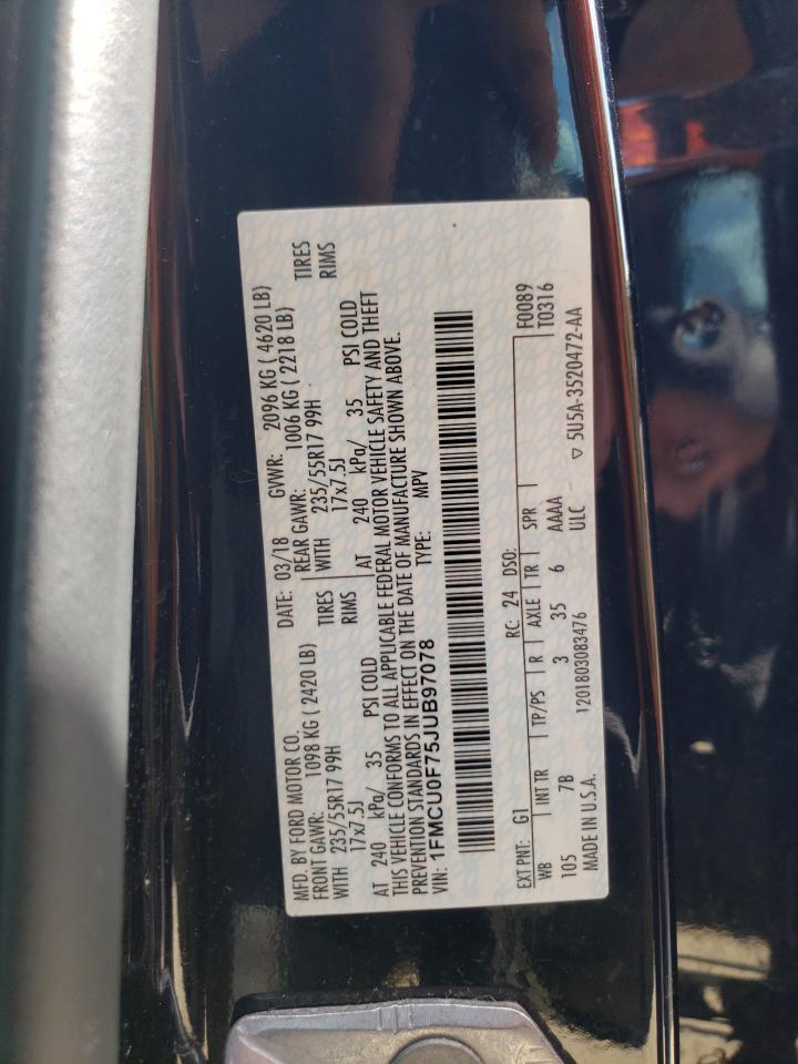 Photo 10 from auction – 2018 FORD ESCAPE S with VIN 1FMCU0F75JUB97078