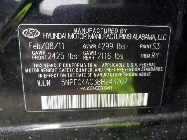 Photo 10 from auction – 2011 HYUNDAI SONATA SE with VIN 5NPEC4AC3BH243207
