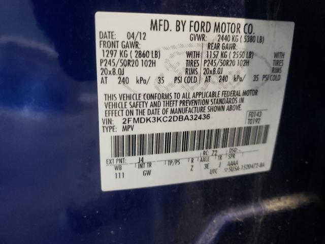 Photo 10 from auction – 2013 FORD EDGE LIMIT with VIN 2FMDK3KC2DBA32436