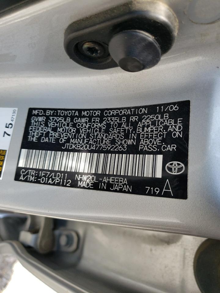 Photo 10 from auction – 2007 TOYOTA PRIUS with VIN JTDKB20U477592263