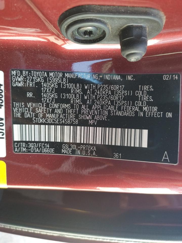 Photo 10 from auction – 2014 TOYOTA SIENNA LE with VIN 5TDKK3DC5ES458758
