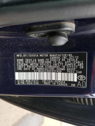 Photo 10 from auction – 2013 TOYOTA COROLLA BA with VIN 2T1BU4EE0DC037408