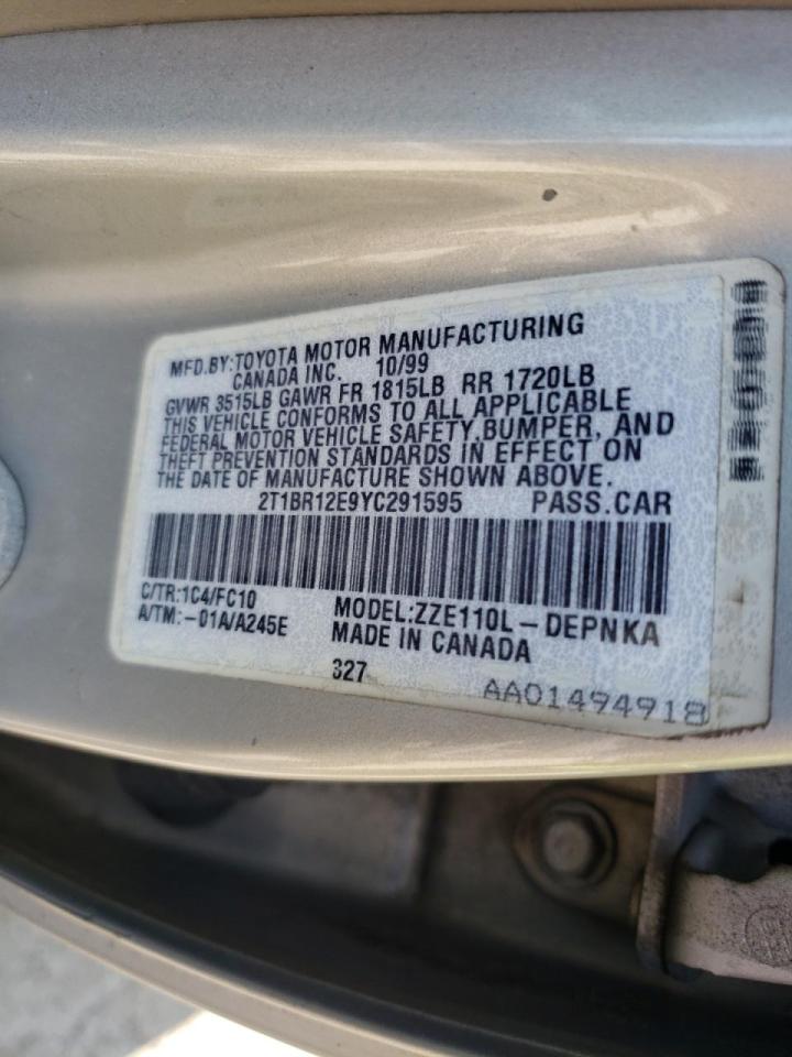 Фото 10 с аукциона – 2000 TOYOTA COROLLA VE с VIN 2T1BR12E9YC291595