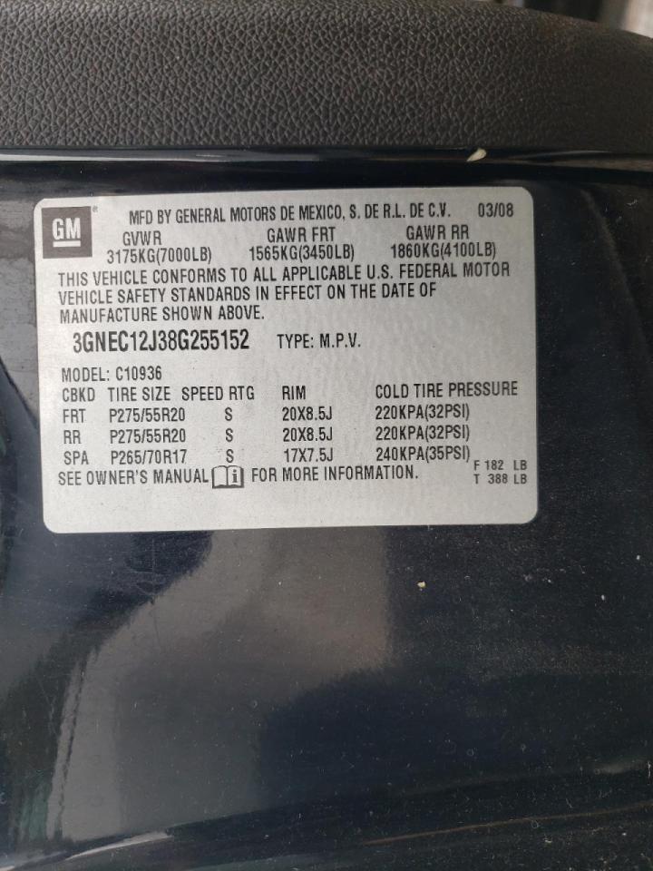 Photo 10 from auction – 2008 CHEVROLET AVALANCHE with VIN 3GNEC12J38G255152