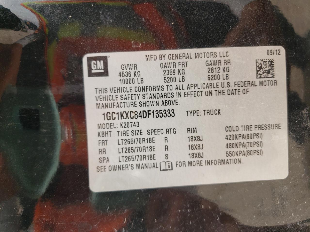 Photo 10 from auction – 2013 CHEVROLET SILVERADO with VIN 1GC1KXC84DF135333