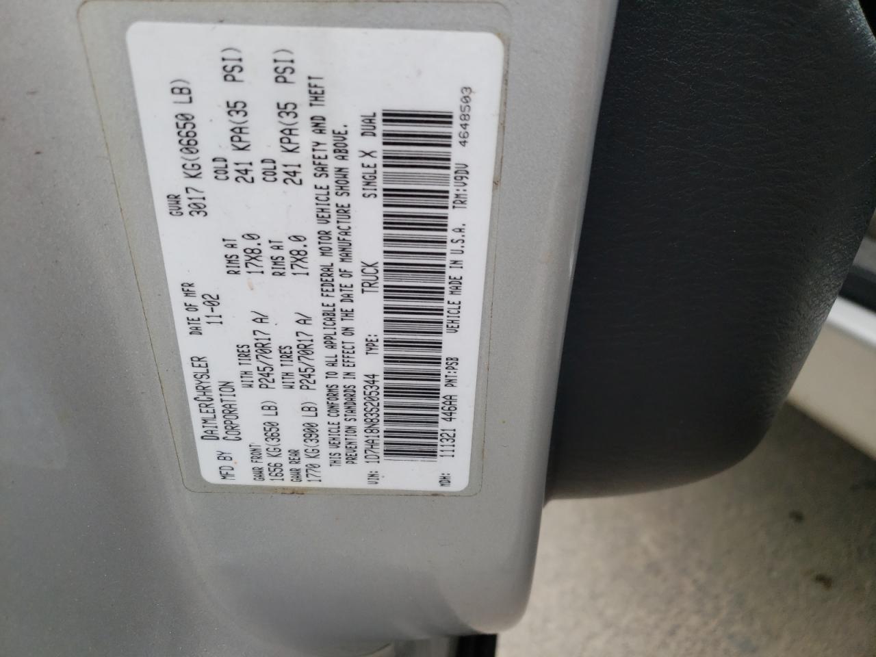 Photo 10 from auction – 2003 DODGE RAM 1500 S with VIN 1D7HA18N83S139880