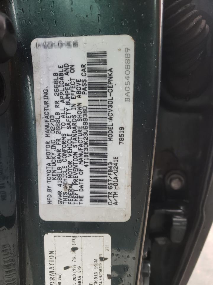 Photo 10 from auction – 2003 TOYOTA CAMRY LE with VIN 4T1BE30K23U699380