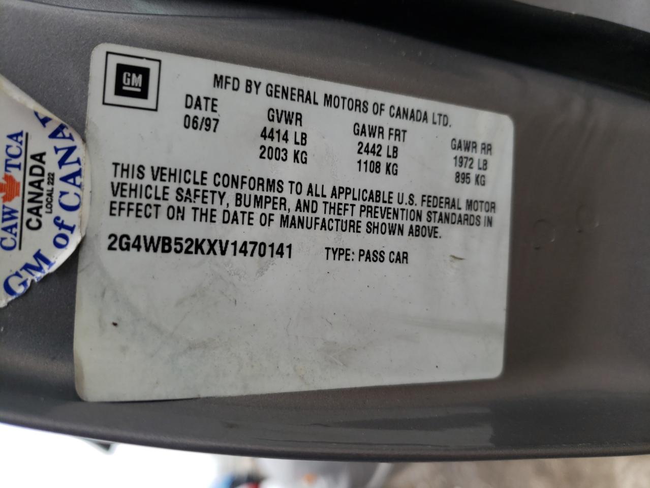 Photo 10 from auction – 1997 BUICK REGAL LS with VIN 2G4WB52KXV1470141