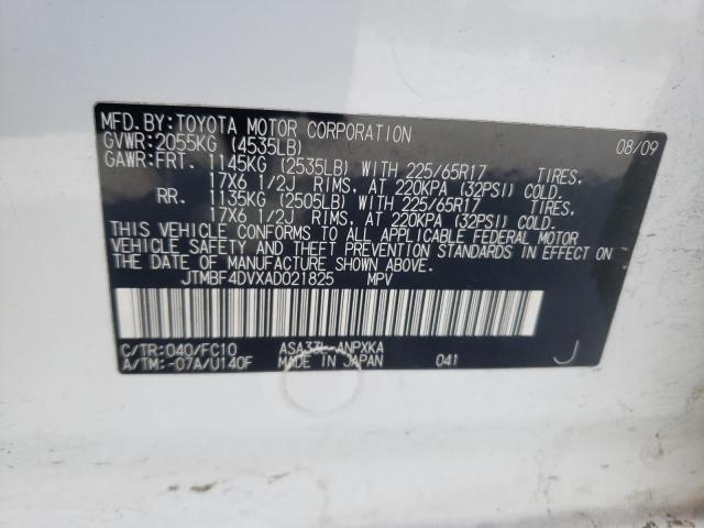 Photo 10 from auction – 2010 TOYOTA RAV4 with VIN JTMBF4DVXAD021825