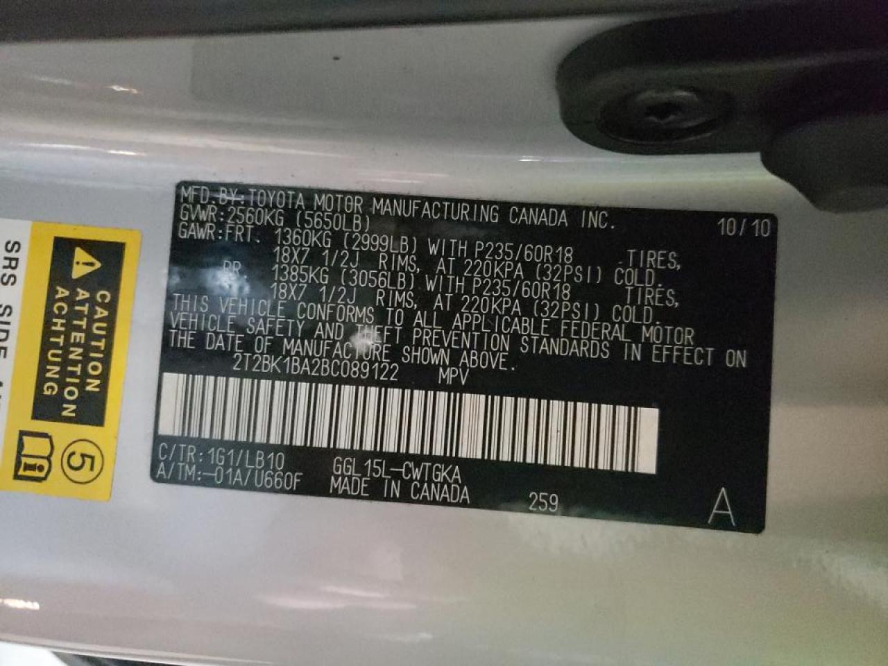 Photo 10 from auction – 2011 LEXUS RX 350 with VIN 2T2BK1BA2BC089122
