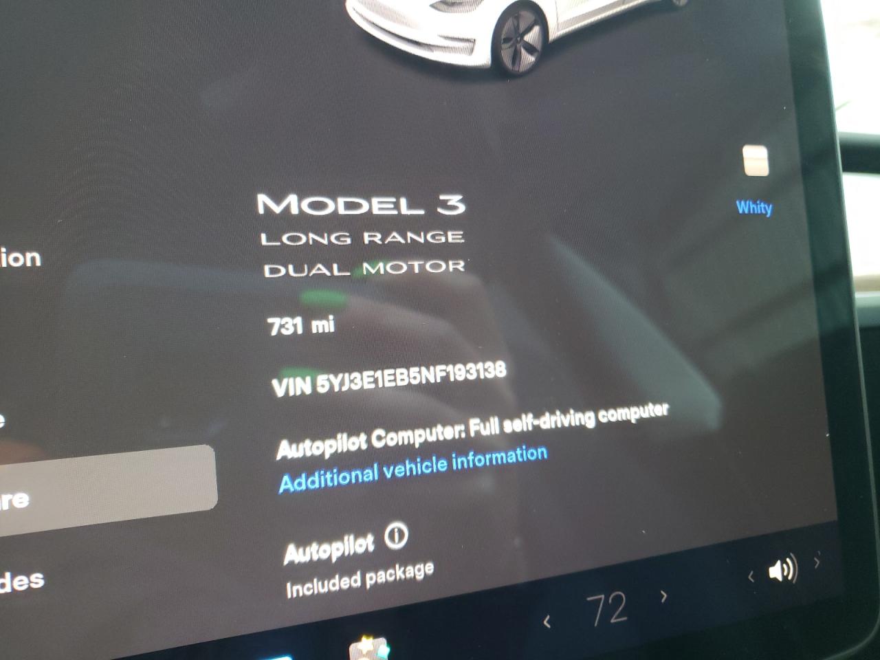 Photo 8 from auction – 2022 TESLA MODEL 3 with VIN 5YJ3E1EB5NF193138