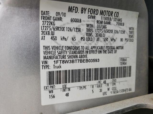 Photo 10 from auction – 2011 FORD F350 SUPER with VIN 1FT8W3BT7BEB03593