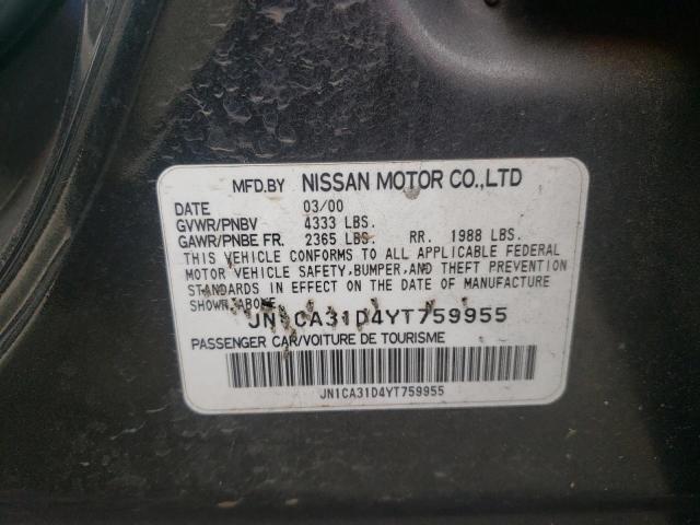 Photo 10 from auction – 2000 NISSAN MAXIMA GLE with VIN JN1CA31D4YT759955