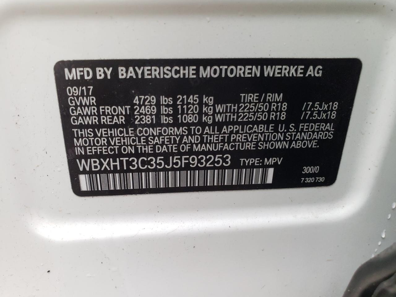 Photo 10 from auction – 2018 BMW X1 XDRIVE2 with VIN WBXHT3C35J5F93253