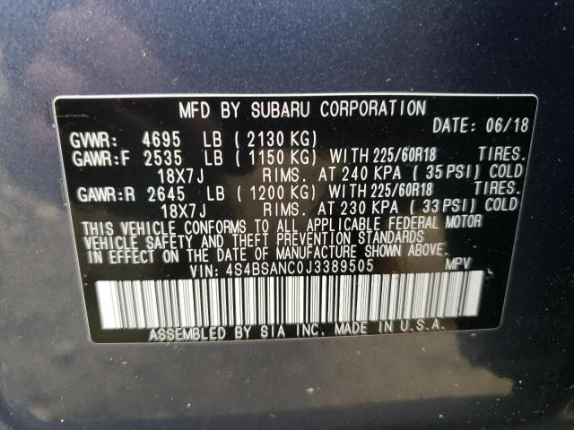 Photo 10 from auction – 2018 SUBARU OUTBACK 2. with VIN 4S4BSANC0J3389505