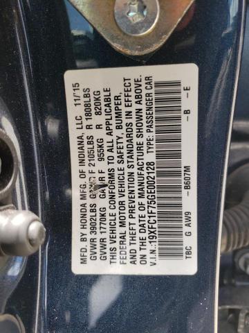 Photo 10 from auction – 2016 HONDA CIVIC EXL with VIN 19XFC1F75GE002128