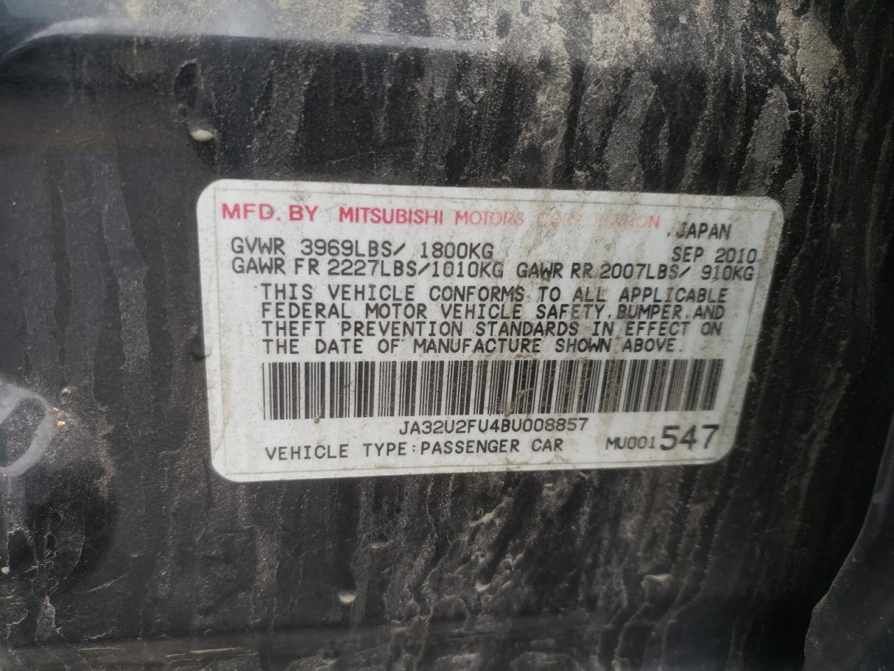 Photo 10 from auction – 2011 MITSUBISHI LANCER ES/ with VIN JA32U2FU4BU008857