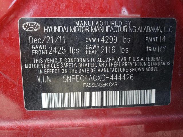 Foto 10 de la subasta – 2012 HYUNDAI SONATA SE con VIN 5NPEC4ACXCH444426