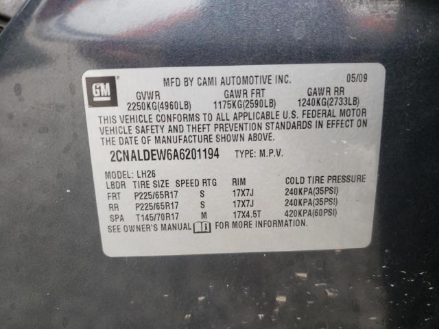 Photo 10 from auction – 2010 CHEVROLET EQUINOX LT with VIN 2CNALDEW6A6201194