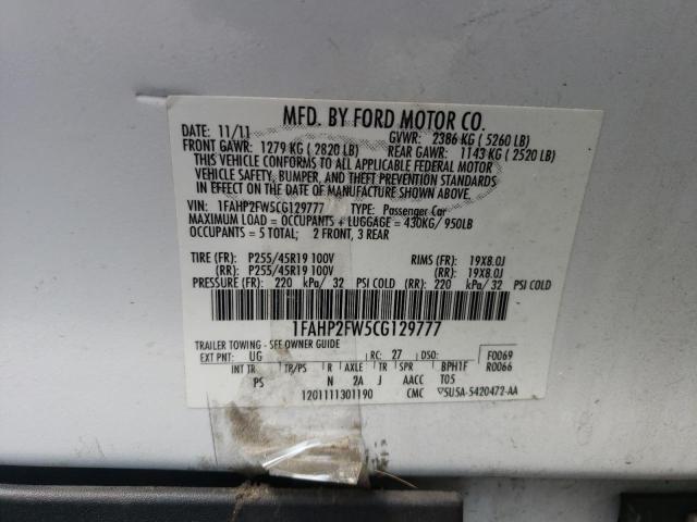 Фото 10 с аукциона – 2012 FORD TAURUS LIM с VIN 1FAHP2FW5CG129777