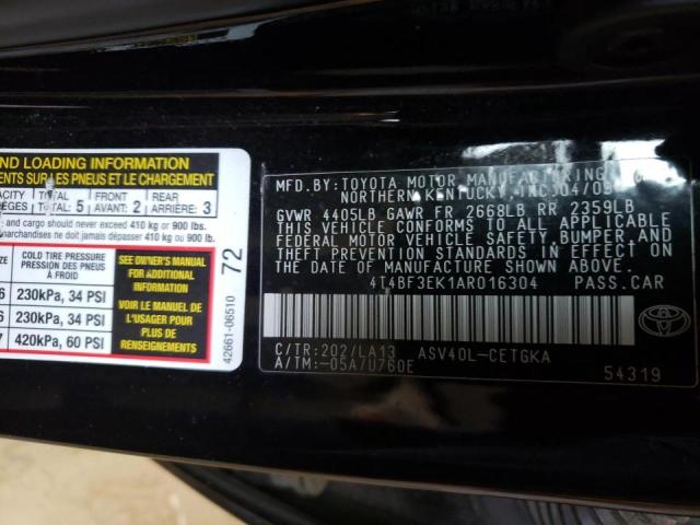 Photo 10 from auction – 2010 TOYOTA CAMRY BASE with VIN 4T4BF3EK1AR016304
