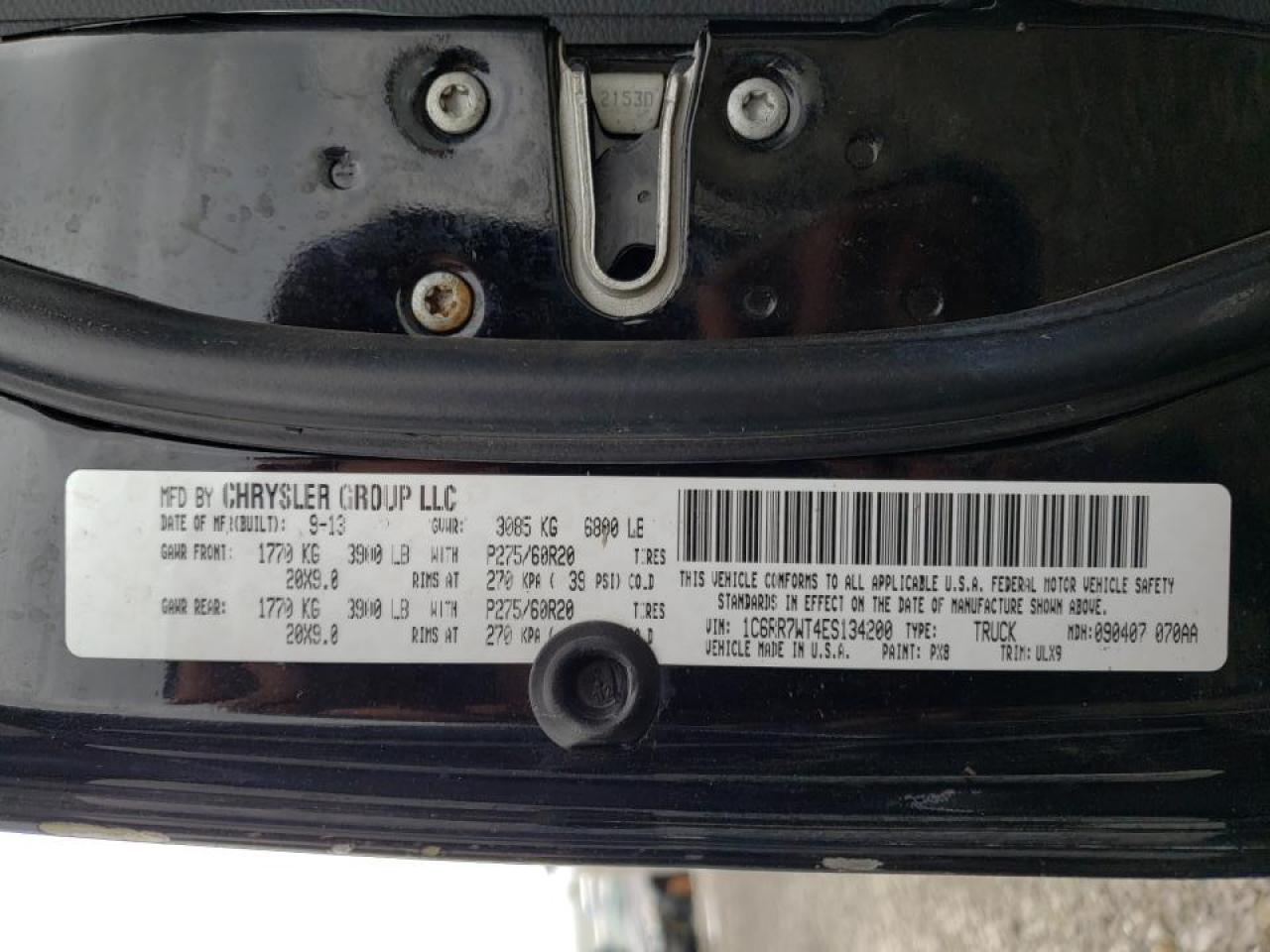 Photo 10 from auction – 2014 RAM 1500 LONGH with VIN 1C6RR7WT4ES134200