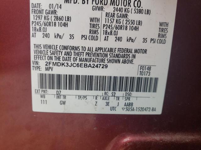 Photo 10 from auction – 2014 FORD EDGE SEL with VIN 2FMDK3JC6EBA24729