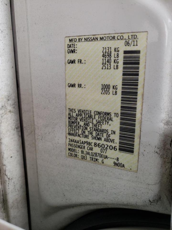 Photo 10 from auction – 2011 NISSAN MAXIMA S with VIN 1N4AA5AP9BC860206