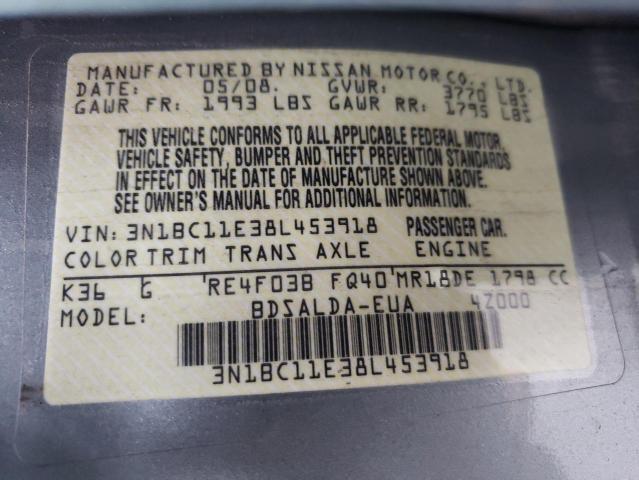 Photo 10 from auction – 2008 NISSAN VERSA S with VIN 3N1BC11E38L453918