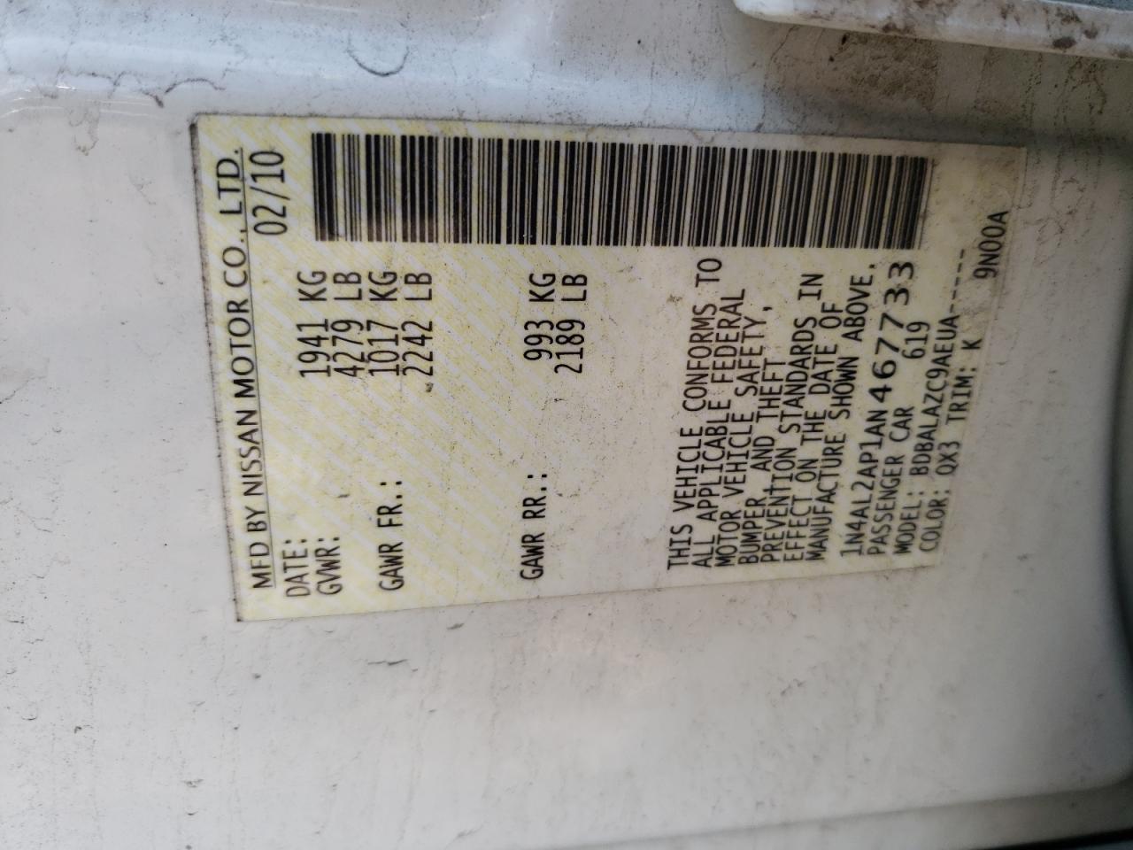 Photo 10 from auction – 2010 NISSAN ALTIMA BAS with VIN 1N4AL2AP1AN467733