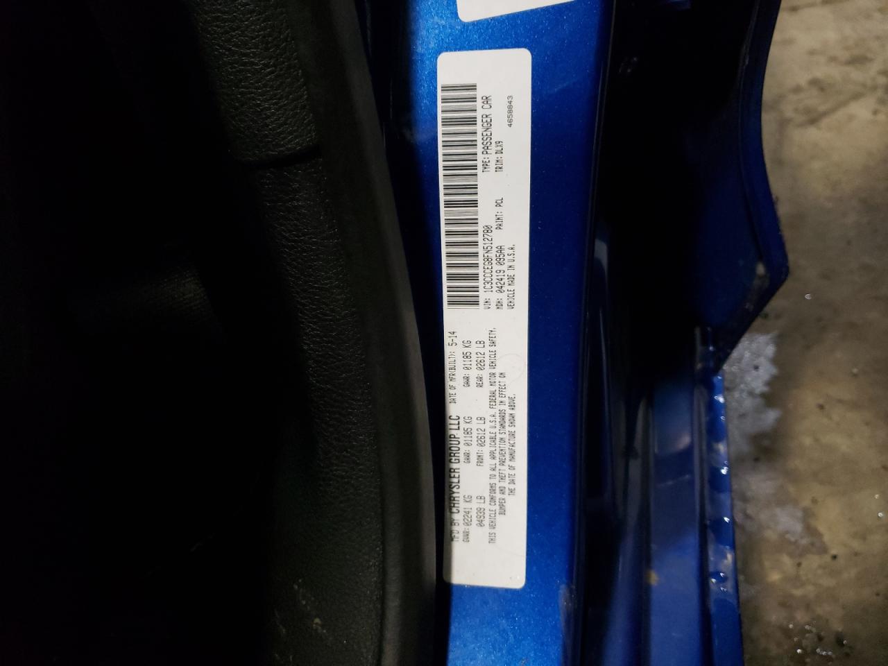 Photo 10 from auction – 2015 CHRYSLER 200 C with VIN 1C3CCCEG8FN512780