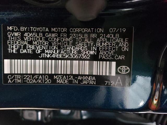 Photo 10 from auction – 2019 TOYOTA COROLLA SE with VIN JTNK4RBE5K3067362