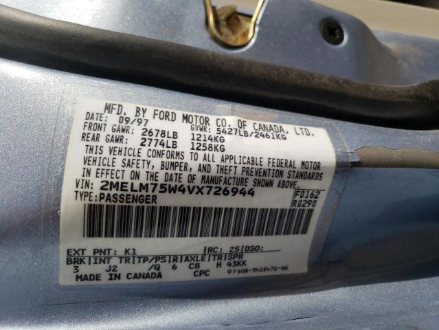 Photo 10 from auction – 1997 MERCURY GRAND MARQ with VIN 2MELM75W4VX726944