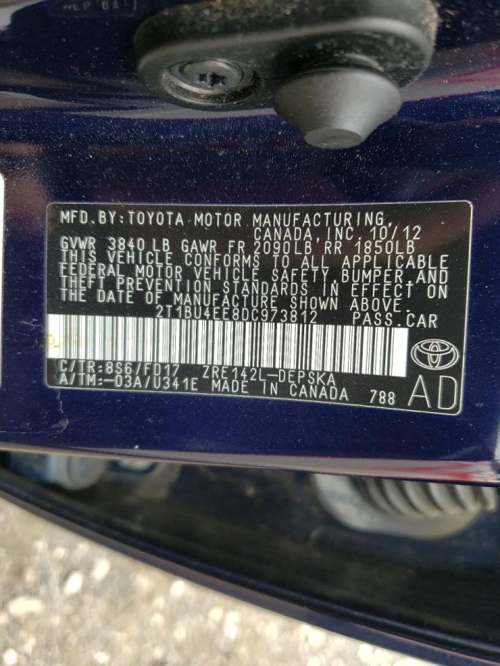 Photo 10 from auction – 2013 TOYOTA COROLLA BA with VIN 2T1BU4EE8DC973812