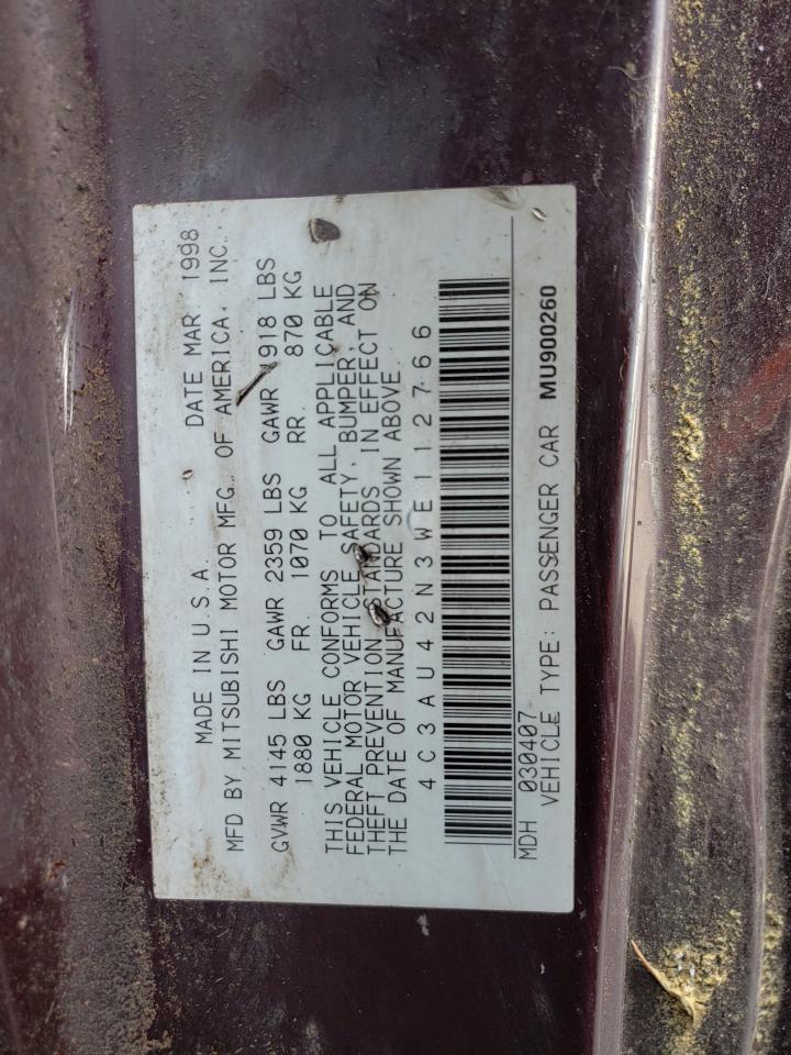 Photo 10 from auction – 1998 CHRYSLER SEBRING LX with VIN 4C3AU42N3WE112766