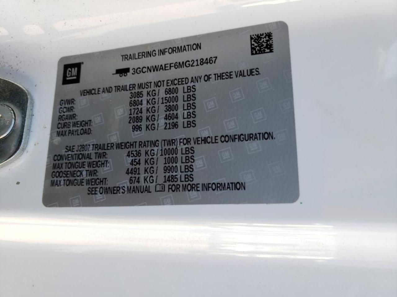 Photo 10 from auction – 2021 CHEVROLET SILVERADO with VIN 3GCNWAEF6MG218467