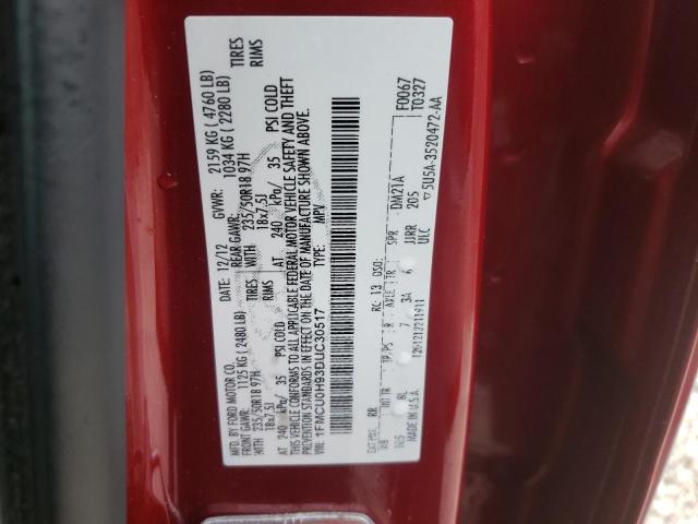 Photo 10 from auction – 2013 FORD ESCAPE SEL with VIN 1FMCU0H93DUC30517