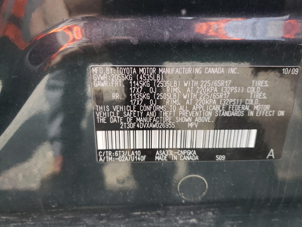 Zdjęcie 10 z aukcji – 2010 TOYOTA RAV4 LIMIT z VIN 2T3DF4DVXAW026955