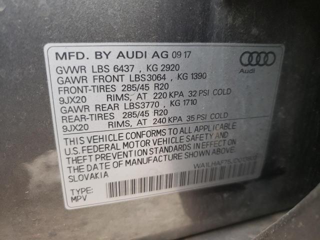 Photo 10 from auction – 2018 AUDI Q7 PREMIUM with VIN WA1LHAF75JD013802